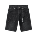 Purple Brand Black Rhinestone Splatter Denim Shorts