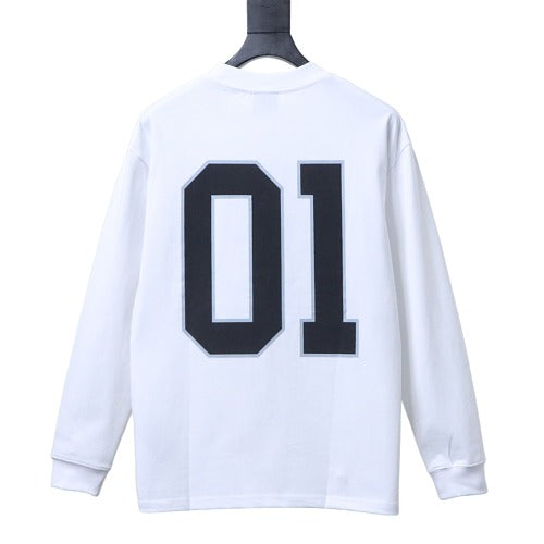 Balenciaga 01 Graphic Logo Long Sleeve T-Shirt White